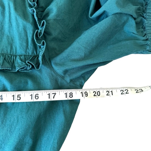 Sea NY Sibylle Solid Dress Forest Poplin Tiered Skirt Ruffle Pockets Medium - Picture 13 of 14